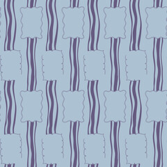 Seamless pattern of decorative hand drawn frames and vertical stripes in pastel tones. Concept of scrapbook decoration, vintage border design, and retro stationery style