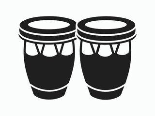 Bongo drums silhouette, line art percussion vector, musical instrument illustration