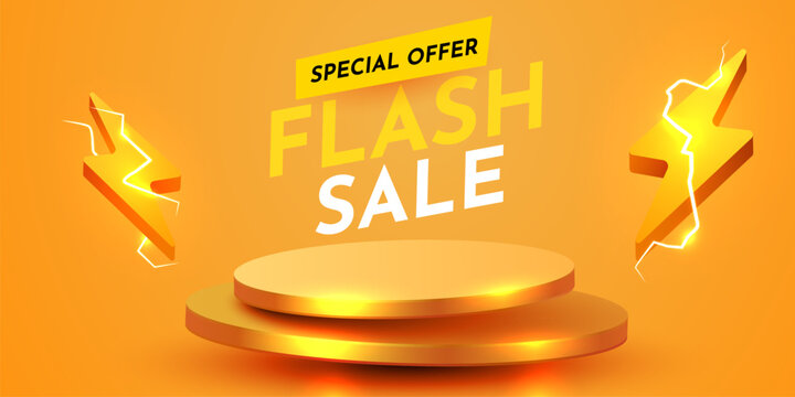 Flash Sale. Colorful discount sale podium. Special offer composition. Vector illustration
