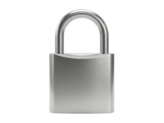 3D Silver Grey Locked Padlock Icon – Cartoon Plastic Style, Isolated on White Background

