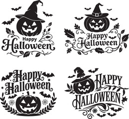 Happy Halloween typography with bats and pumpkin. Halloween t shirt design. vector illustration.