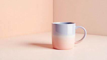 Pastel Ombre Mug on Minimalist Peach Background: Modern, Clean, and Calming Product Shot