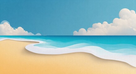 Obraz premium Beach scene, paper cut style