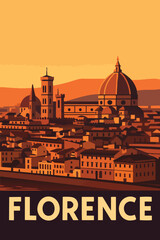 Fototapeta premium Florence Sunset with Cathedral and River Views.eps