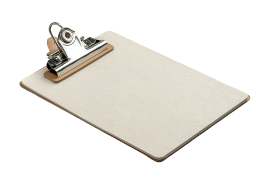 PNG Blank wooden clipboard with metal clip on white background