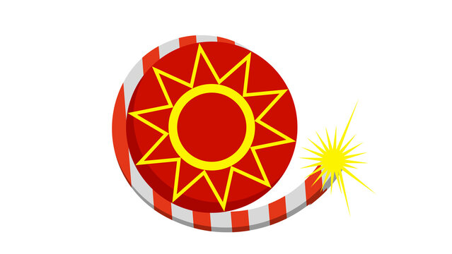 Diwali Chakri Firecracker Colorful Festival Vector Illustration