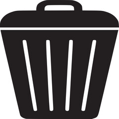 Trash can icon vector illustration black and white garbage bin symbol waste management recycle bin graphic design on transparent background silhouette