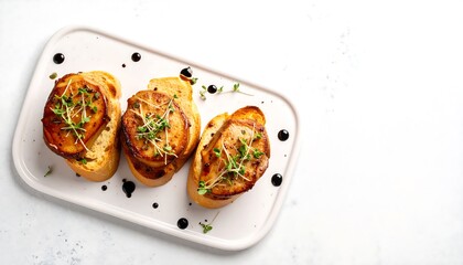Seared Foie Gras Medallions On Toasted Brioche With Balsamic Glaze And Herbs