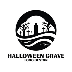 Halloween Grave Vector Logo Design