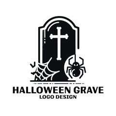 Halloween Grave Vector Logo Design