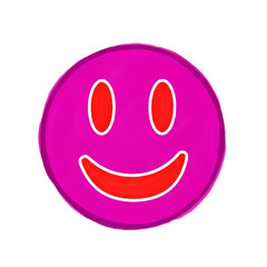 Fototapeta premium Pink Happy Face Emoji with Outline