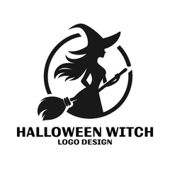 Halloween Witch Vector Logo Design