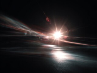 Dramatic studio photo with abstract light flare on dark background 