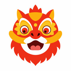 Cheerful chinese lion dance mask illustration