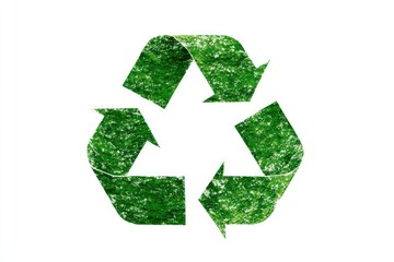 Green recycling symbol with textured effect.