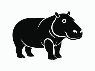 Obraz premium Hippopotamus silhouette, hippopotamus line art silhouette vector illustration 