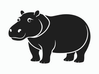 Hippopotamus silhouette, hippopotamus line art silhouette vector illustration 