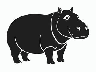 Hippopotamus silhouette, hippopotamus line art silhouette vector illustration 