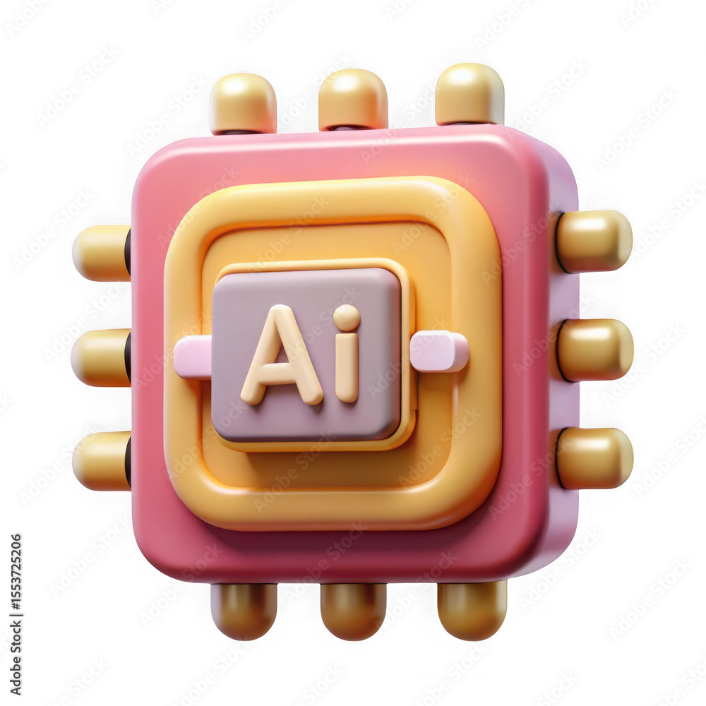 Poster 3d ai chip icon with the letters ai on a transparent background isolated on transparent background