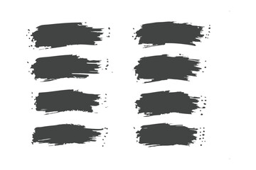 Abstract Brushstroke Design: A set of ten bold, textured brushstrokes in a dark grey hue, ideal for adding a dynamic, artistic touch to any creative project.