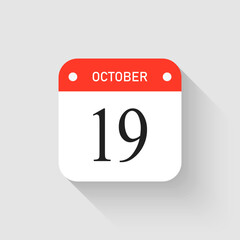 Vector icon page day calendar - 19 October month