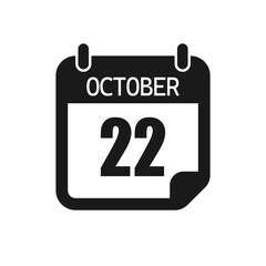 Vector icon page day calendar - 22 October month