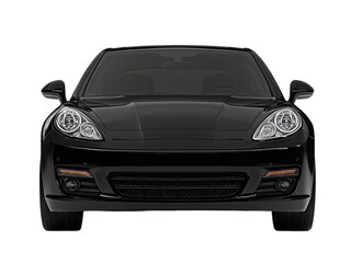 Black car, front view isolated on transparent background png