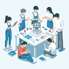 Isometric Classroom Flat Vector illustraton Design