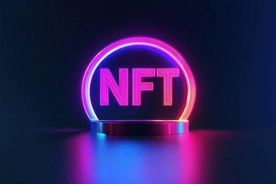 NFT digital art neon concept - Powered by Adobe