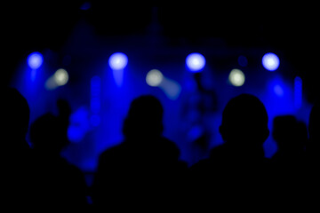 Dark black blue silhouette people concert music color
