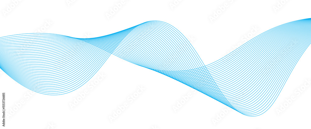 Aufkleber abstract blue smooth wave on a white background. dynamic sound wave. design element. vector illustra