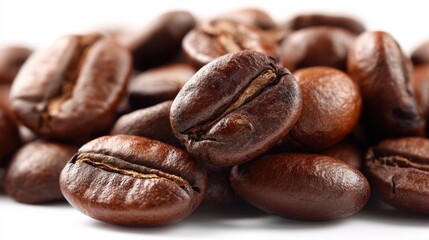 Obraz premium Roasted coffee beans with rich texture and warm tones, embodying the essence of artisanal coffee craftsmanship