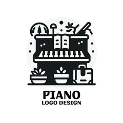 Naklejka premium Piano Vector Logo Design