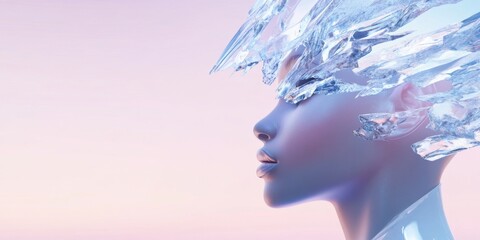 Abstract female profile with ice crystal headpiece