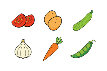 colorful fresh vegetables set of vector illustration