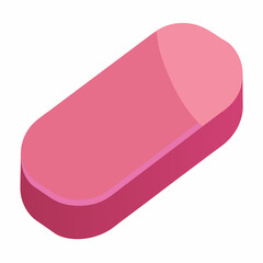 Isometric pink capsule shaped eraser illustration