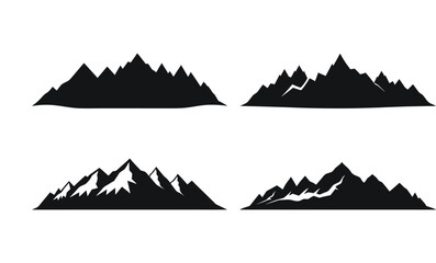 Set of silhouette mountain vector art illustration