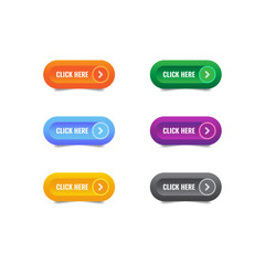 Colorful Button Icon Set for Web and Apps, Click here buttons