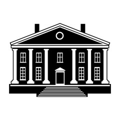 Minimal School Silhouette Vector Icon – Black and White.