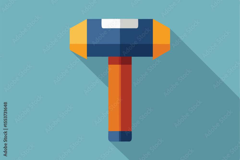 Aufkleber flat hammer icon designed with geometric shapes, featuring a colorful handle and head suitable for v