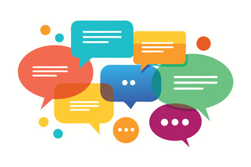 Colorful comment bubbles representing various opinions and discussions in a digital communication context during a social media engagement