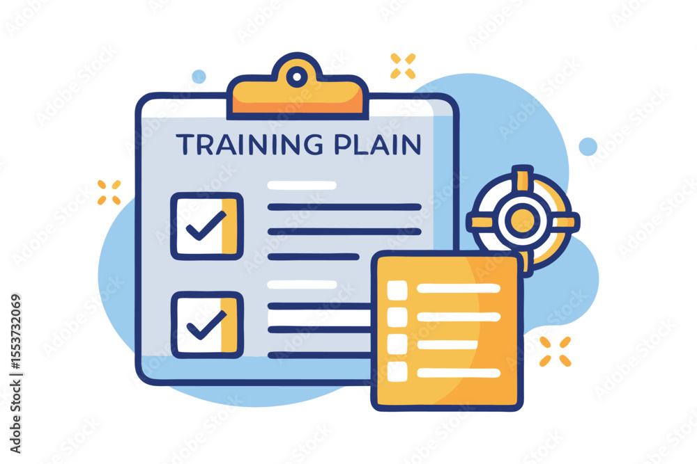 Poster training plan concept graphic highlighting task list and goal setting in a modern design for effecti