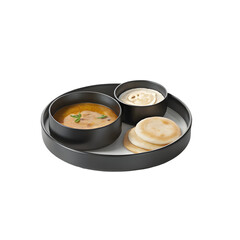 Savory Soup With Flatbread And Cream isolated on a transparent background