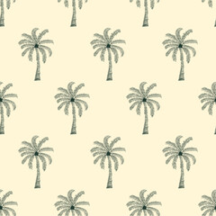hand drawn palm Leaves background. t shirt summer design. line drawing art. palm tree pattern design. summer tropical print design. ai
