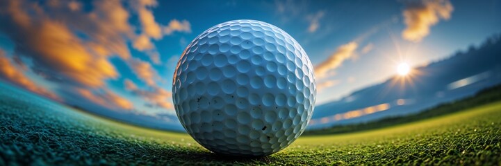 Green Field Close-Up of Golf Ball with Soft Abstract Horizon – Conceptual Sports and Outdoor Mood

