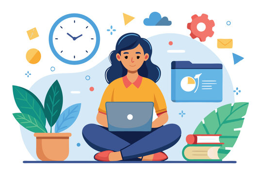 Time management and productivity tips for women working on laptops in a cozy indoor environment