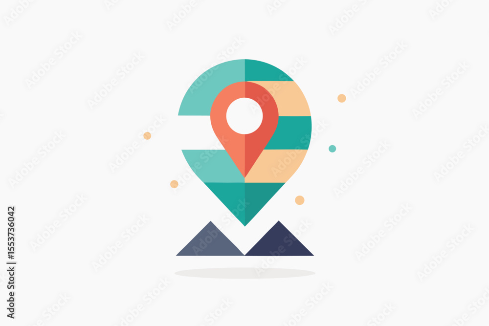 Poster minimalist gps icon featuring geometric design elements, ideal for navigation and location-based app