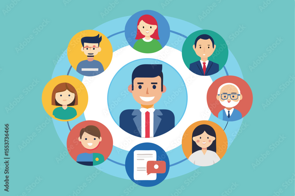 Aufkleber business professionals collaborating in modern work environment to achieve team objectives and enhan