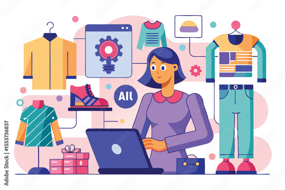 Poster exploring ai solutions for fashion retail with a focus on innovative technology and design concepts 