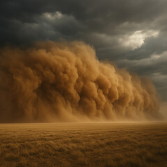 Sandy clouds rushing across the desert.